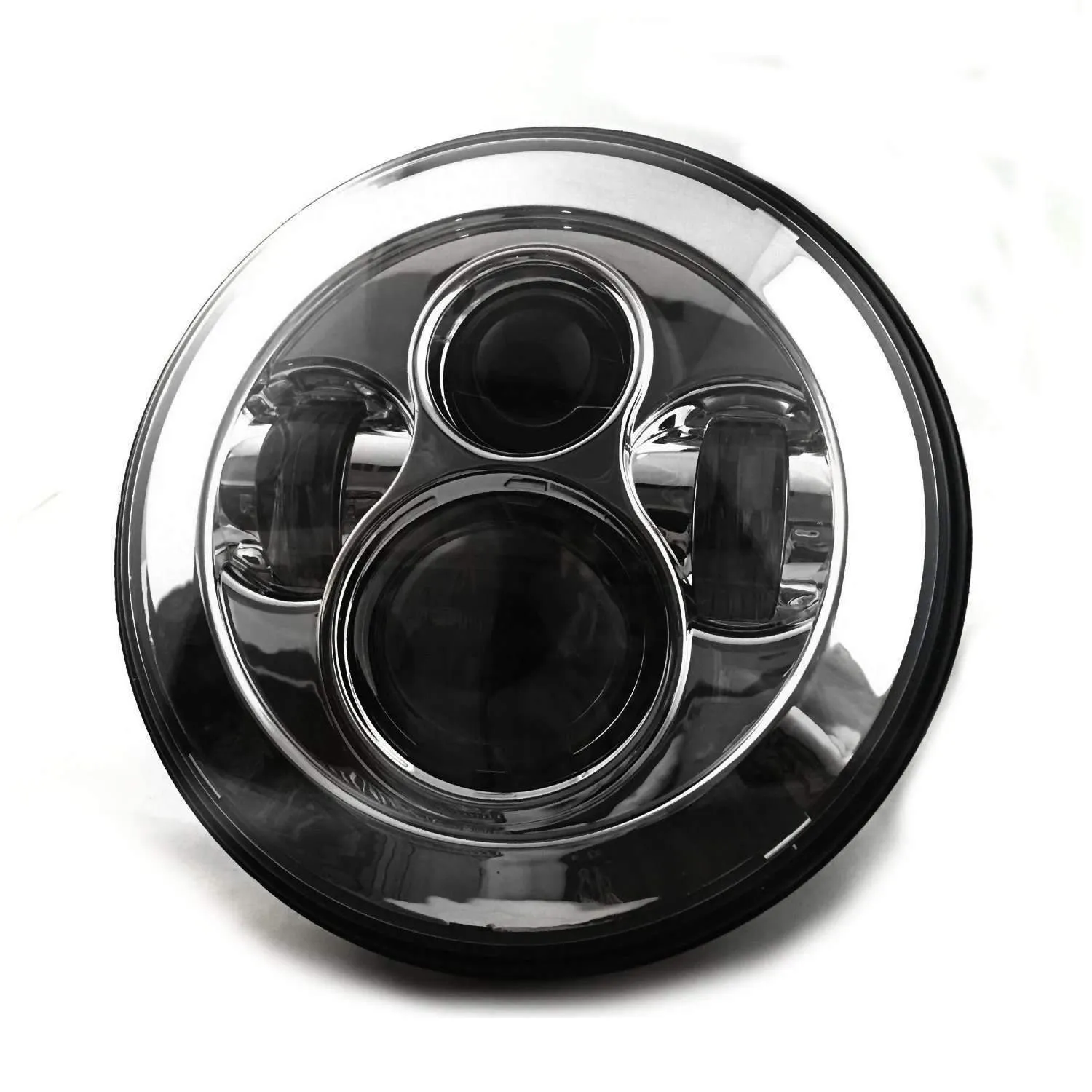 Eagle Lights 8700 7" Round Chrome Jeep Wrangler LED Projection Headlight Kit with Anti-flicker Harnesses