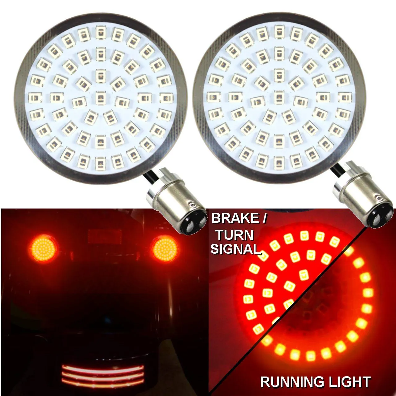 Eagle Lights LED Generation II Front and Halo Rear LED Turn Signals Kit for Harley Davidson Motorcycles - Front 1157 Base / Rear 1157 Base