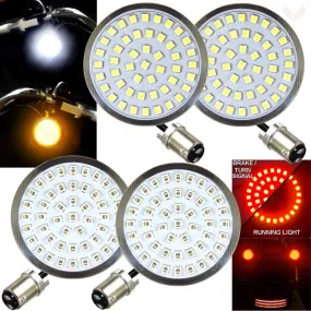 Eagle Lights LED Generation II Front and Halo Rear LED Turn Signals Kit for Harley Davidson Motorcycles - Front 1157 Base / Rear 1157 Base