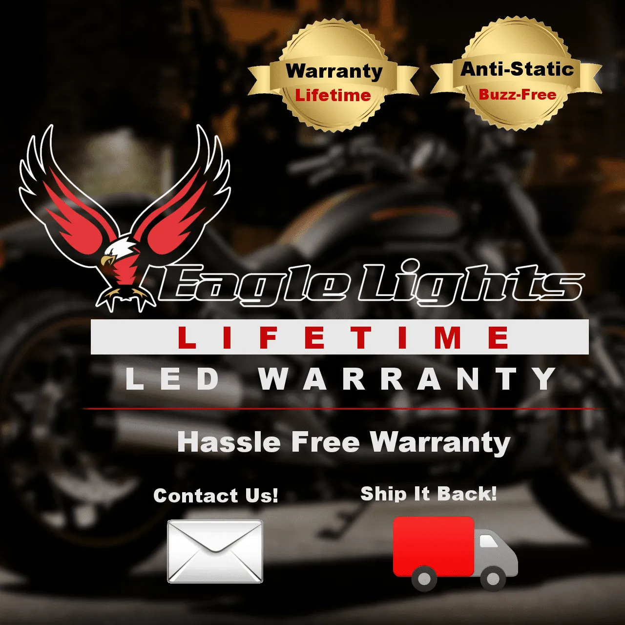 Eagle Lights Midnight Edition 3 1/4" LED Rear Turn Signals For Harley Davidson Motorcycles - Flat Style / 1156 Base