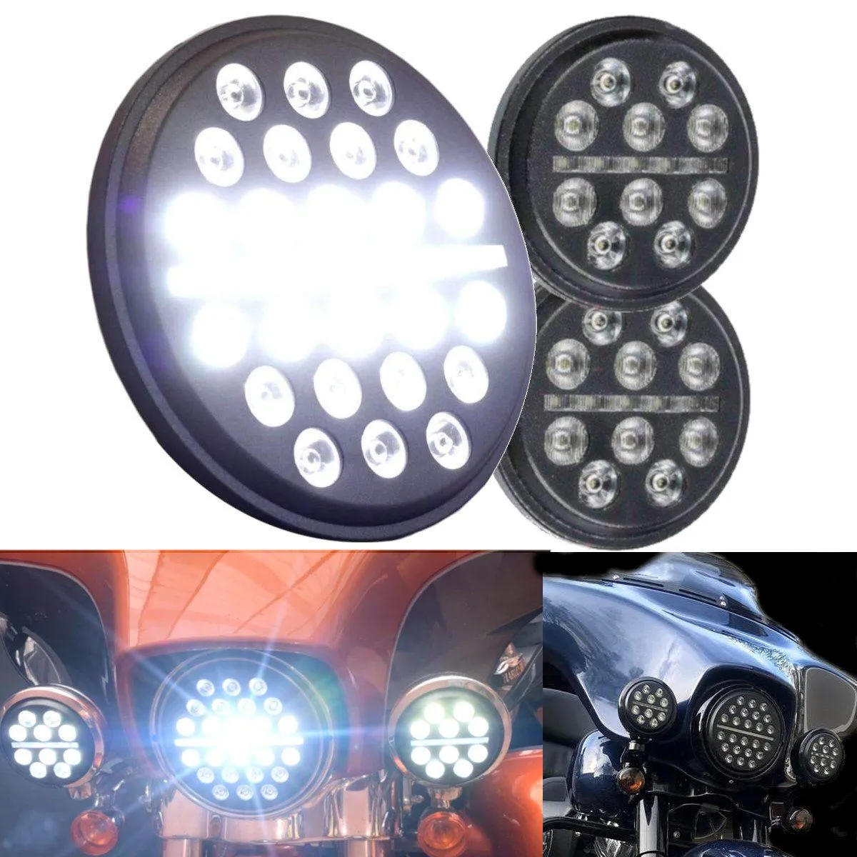 Eagle Lights Slim Line LED Headlight and Auxiliary Light Kit for Harley Davidson / Indian Motorcycle