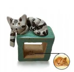 Enigma Designs Pottery Cat And Mouse With A Teal Cube