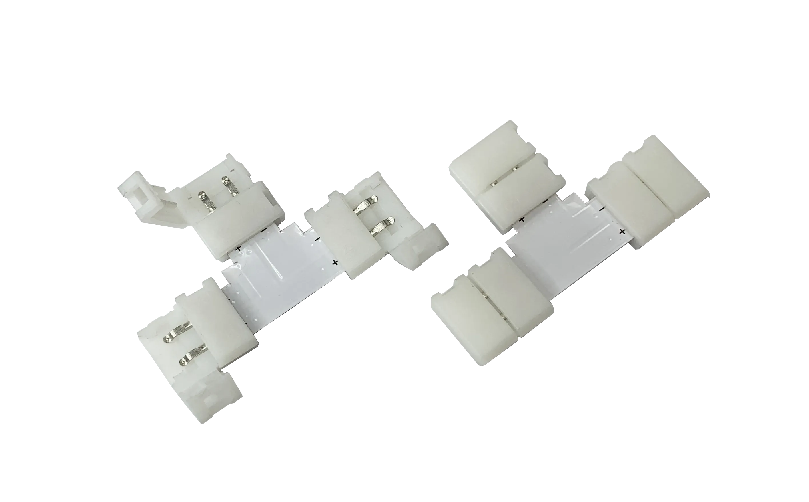 FluxTech - IP20 LED Strip Light T-Shape, L-Shape, X-Shaped Non-Waterproof Solderless Snap Strip to Strip Wire Connectors. (Pack of 2)