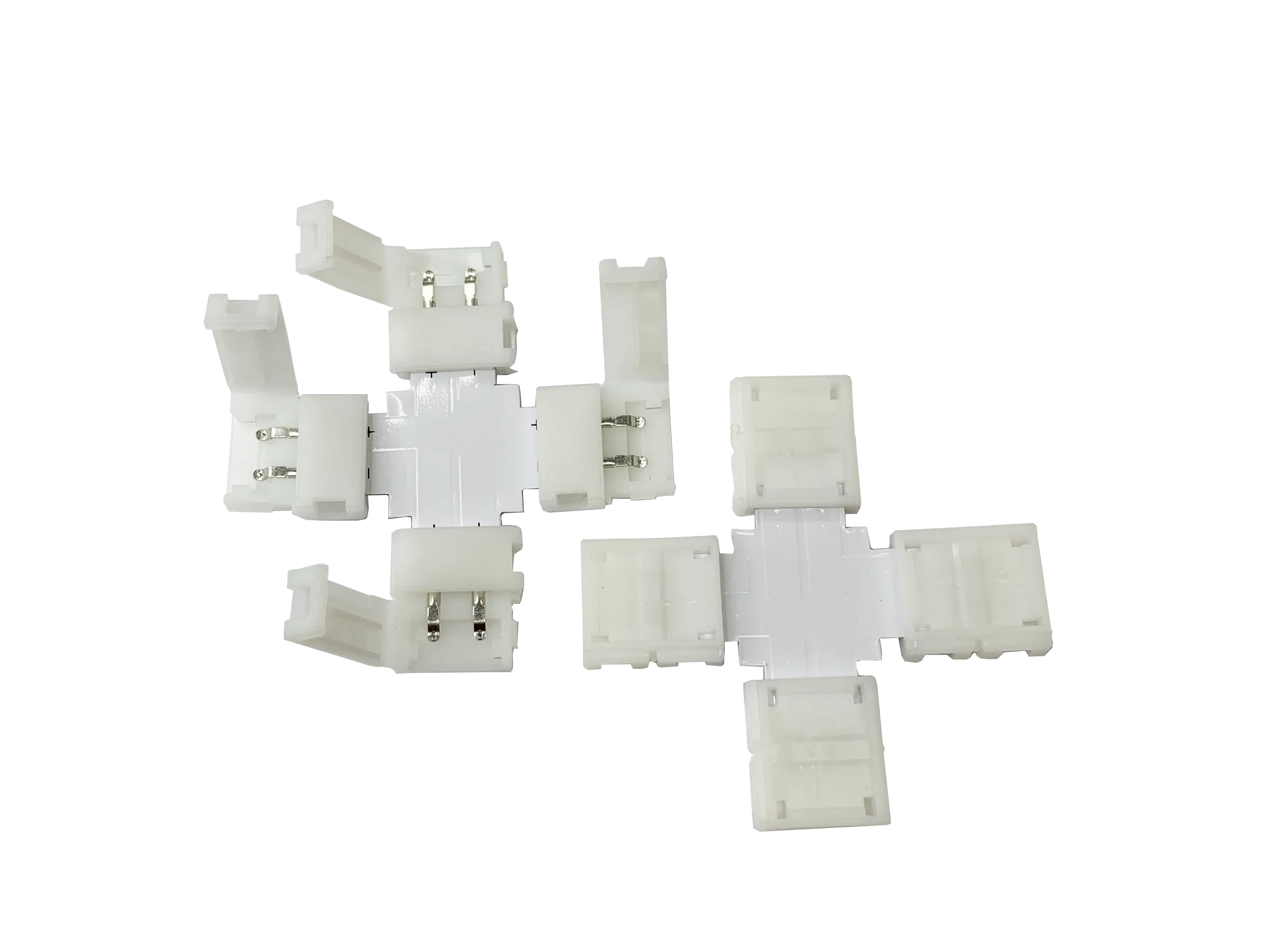 FluxTech - IP20 LED Strip Light T-Shape, L-Shape, X-Shaped Non-Waterproof Solderless Snap Strip to Strip Wire Connectors. (Pack of 2)