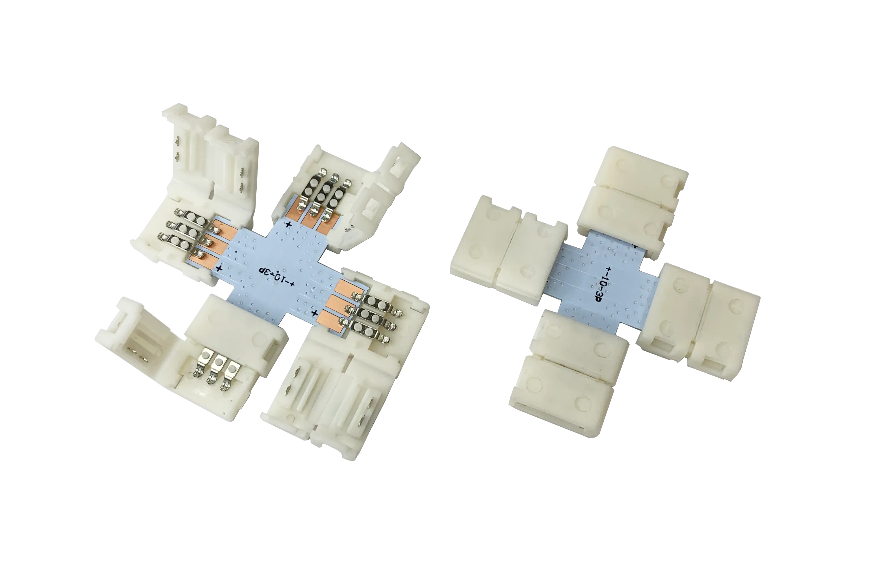 FluxTech - IP20 LED Strip Light T-Shape, L-Shape, X-Shaped Non-Waterproof Solderless Snap Strip to Strip Wire Connectors. (Pack of 2)