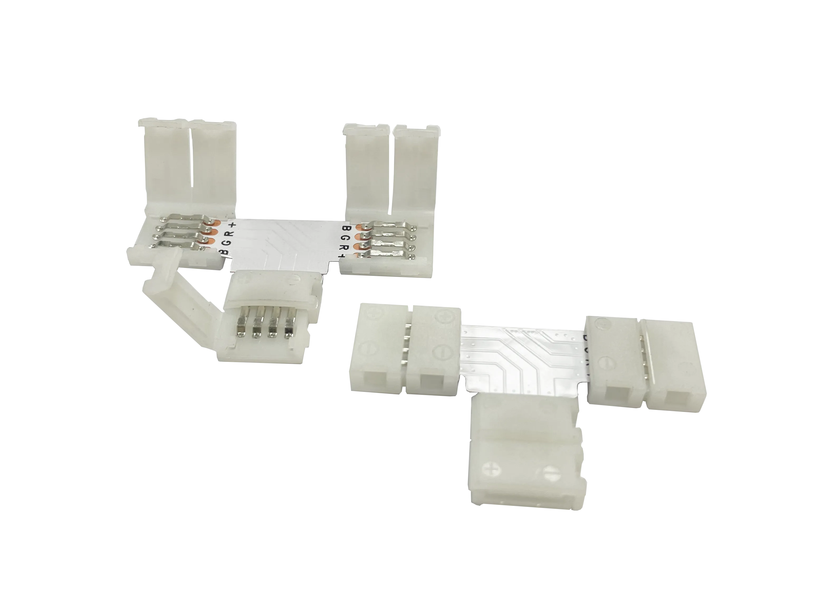 FluxTech - IP20 LED Strip Light T-Shape, L-Shape, X-Shaped Non-Waterproof Solderless Snap Strip to Strip Wire Connectors. (Pack of 2)