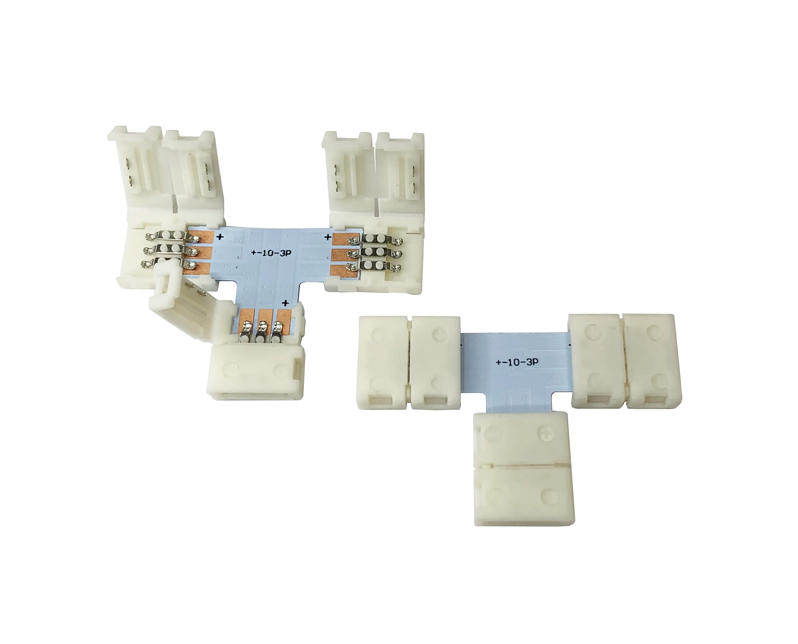 FluxTech - IP20 LED Strip Light T-Shape, L-Shape, X-Shaped Non-Waterproof Solderless Snap Strip to Strip Wire Connectors. (Pack of 2)
