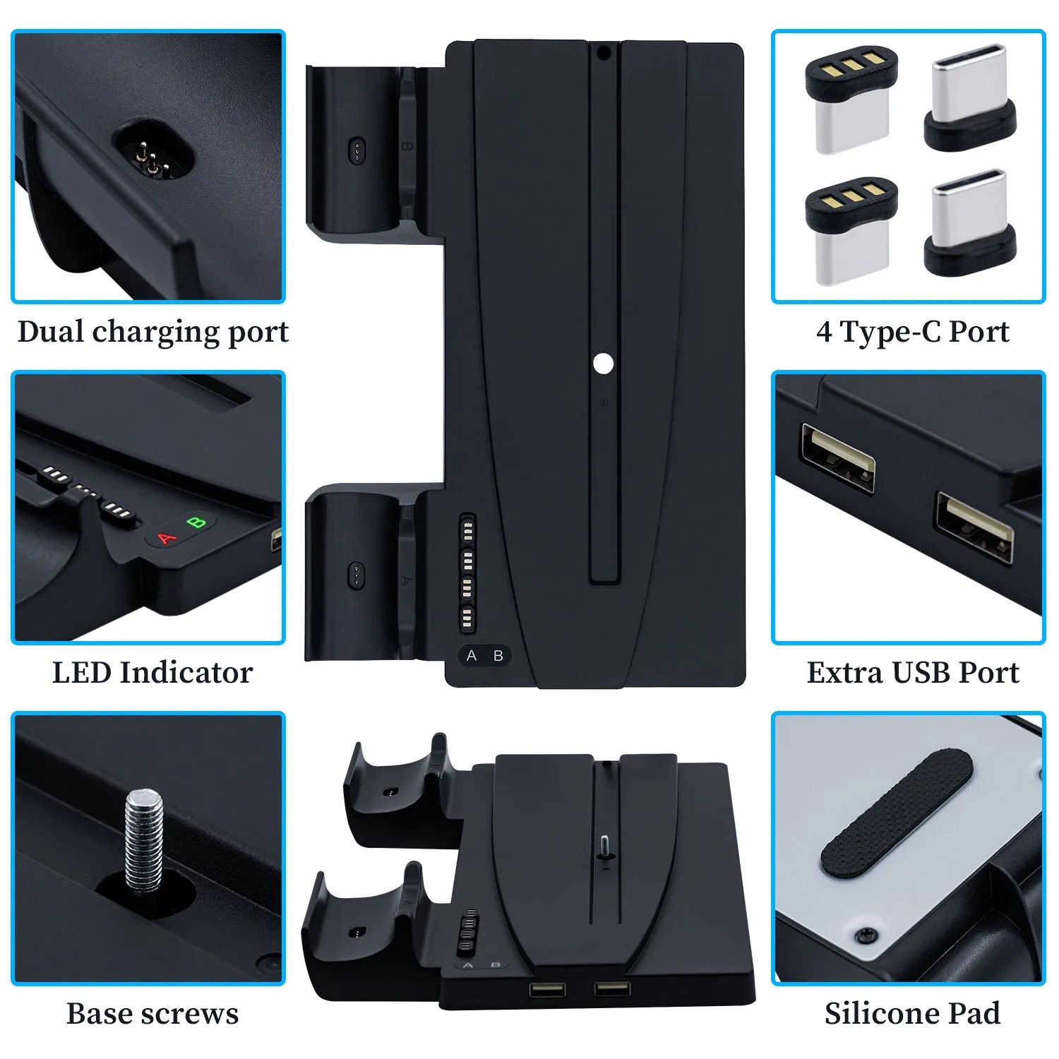 For PS5 DE UHD Vertical Charging Stand Station With USB Ports For PS5 Controller Charger For PS5 Console