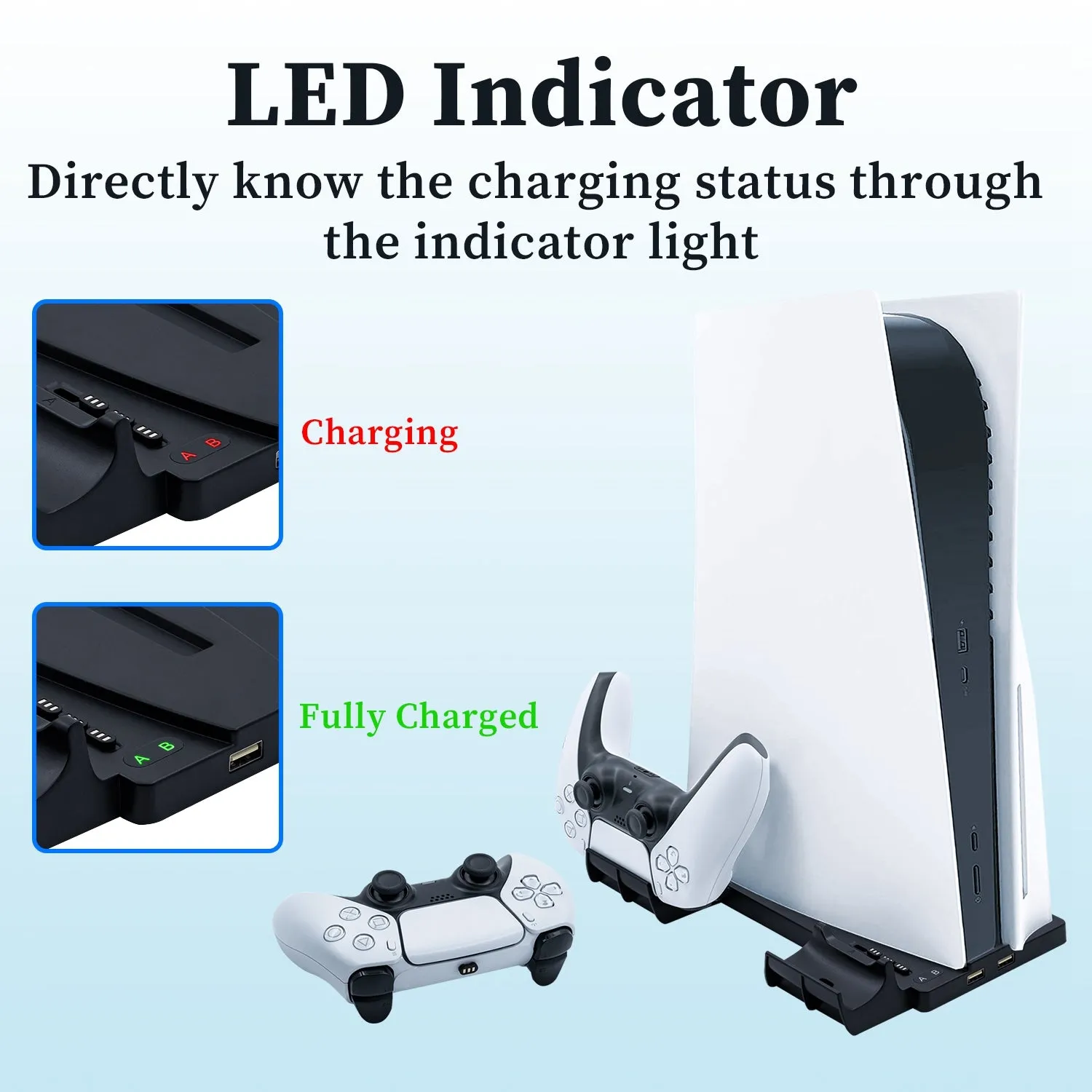 For PS5 DE UHD Vertical Charging Stand Station With USB Ports For PS5 Controller Charger For PS5 Console