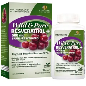 GENCEUTIC - Wild and Pure Resveratrol 500 mg - 60 Vegetarian Capsules
