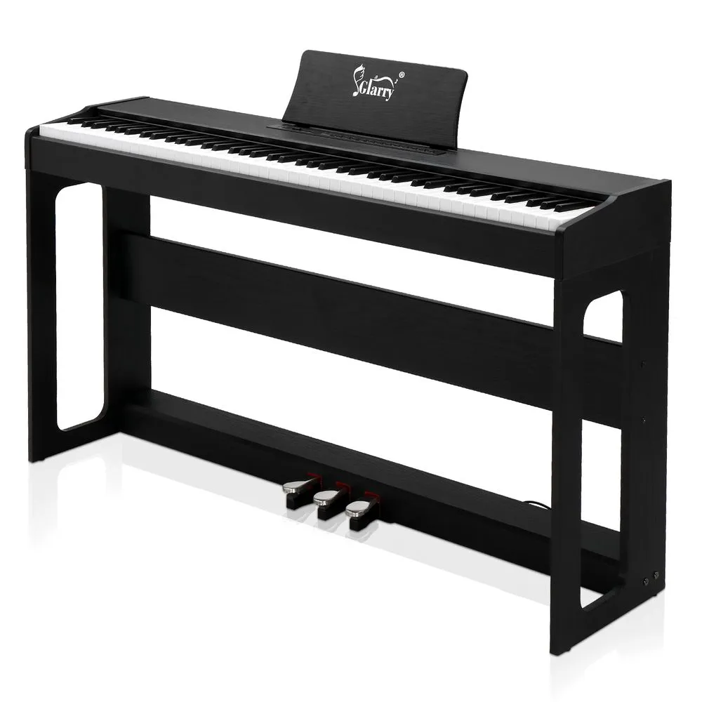 Glarry GDP-104 88 Keys Full Weighted Keyboards Digital Piano with Furniture Stand, Power Adapter, Triple Pedals, Headphone, for All Experience Levels Black