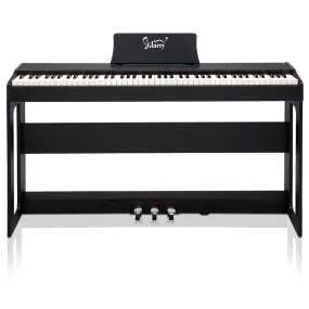 Glarry GDP-104 88 Keys Full Weighted Keyboards Digital Piano with Furniture Stand, Power Adapter, Triple Pedals, Headphone, for All Experience Levels Black