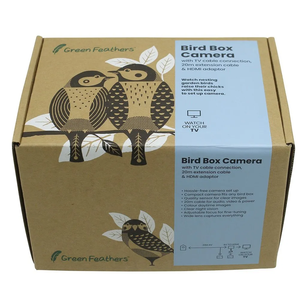 Green Feathers Bird Box Camera TV Cable Connection