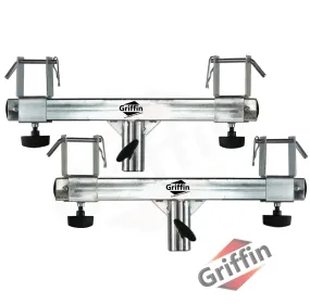 GRIFFIN T Bar Adapters for Lighting Truss Stands (2)- Triangle or Square Trussing Bracket Mounts for Light Cans & DJ Booth Kit, Pro-Audio Stage Gear
