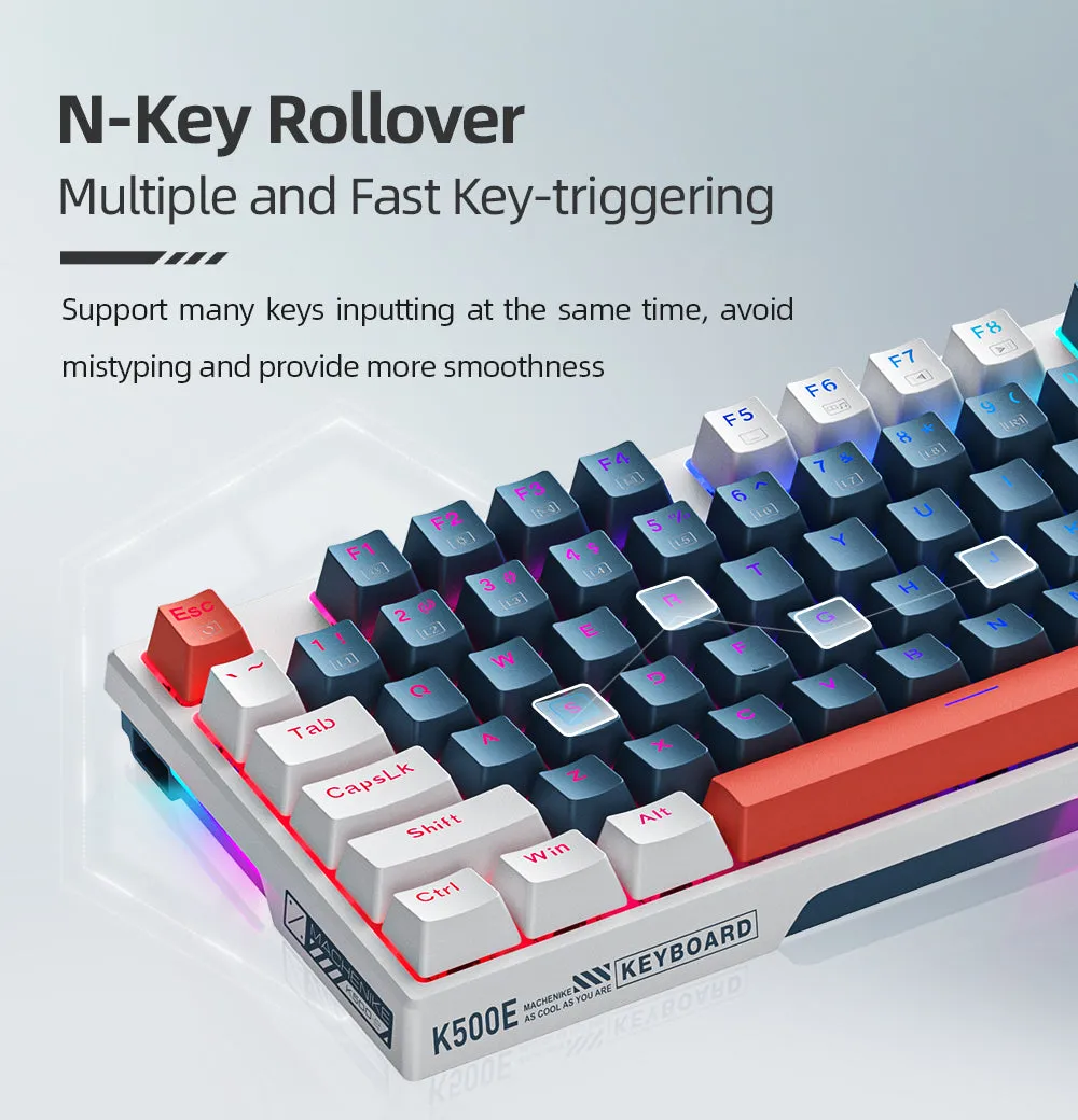 Certainly! Here’s an optimized title for the K500E-B108 Wired Mechanical Keyboard:

Gaming-Grade K500E-B108 Wired Mechanical Keyboard with RGB Backlighting and High-Precision Switches 

This title highlights key features such as its suitability for gaming, wired connectivity, mechanical switch type, and RGB lighting, appealing to potential buyers looking for performance and aesthetics.