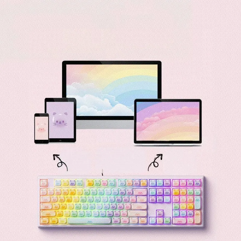 Kawaii Caitang Cat Theme Mechanical Keyboard