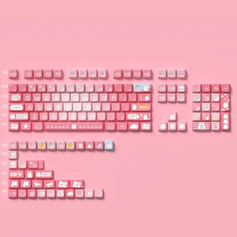 Kawaii Cute Rabbit Pink Aesthetic Keycap Set