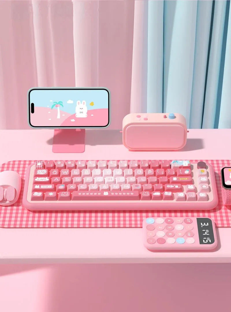Kawaii Cute Rabbit Pink Aesthetic Keycap Set