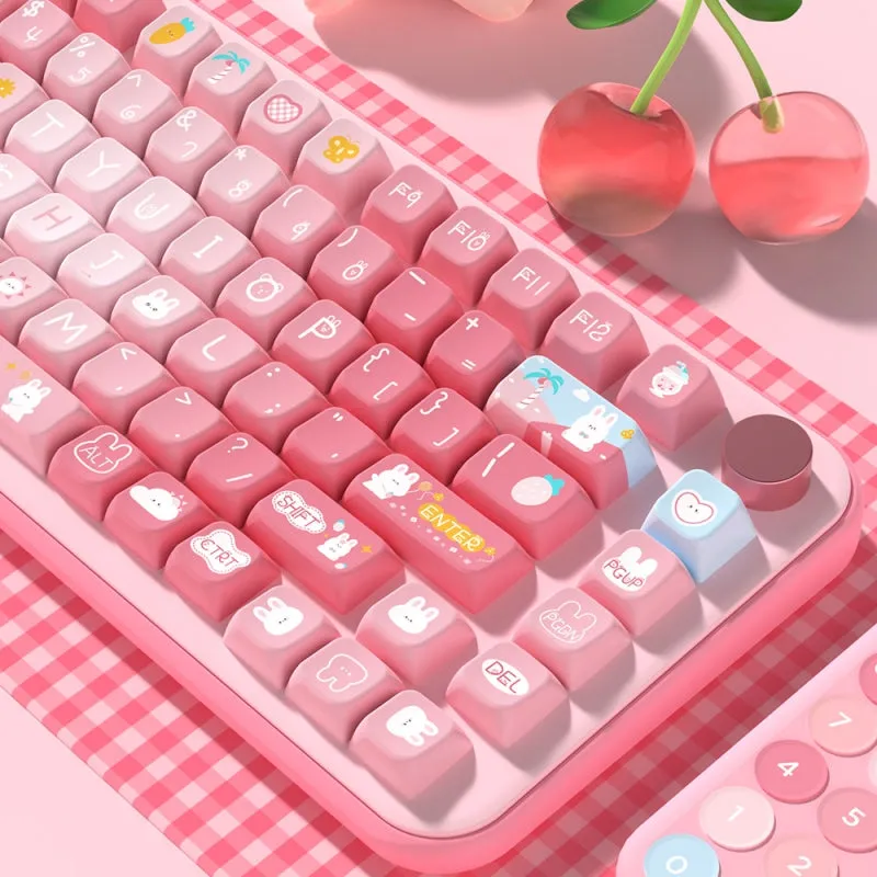 Kawaii Cute Rabbit Pink Aesthetic Keycap Set