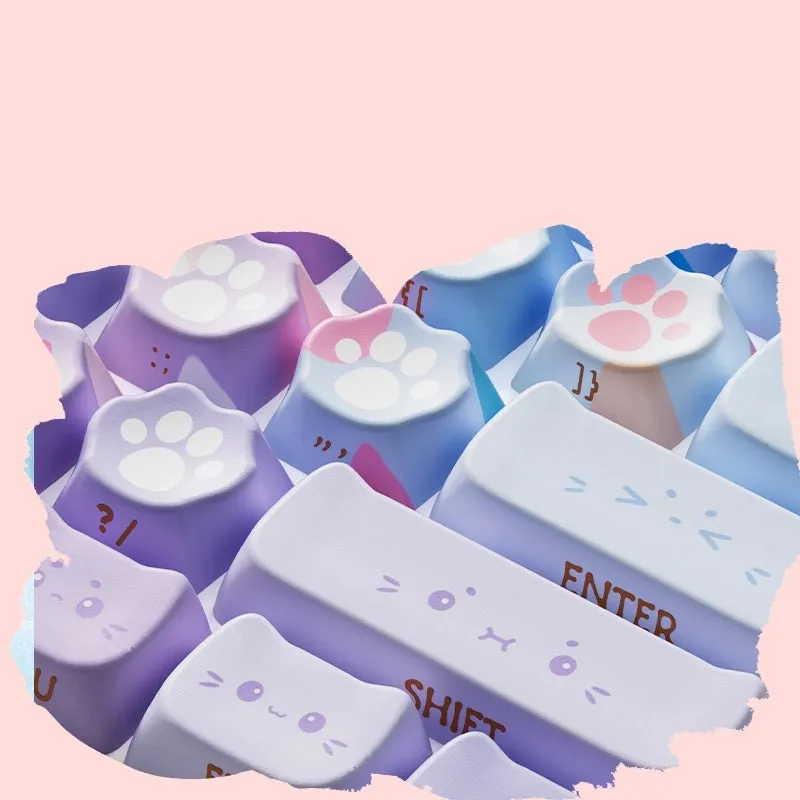 Kawaii Neon Cat Claw Mechanical Keyboard Keycaps