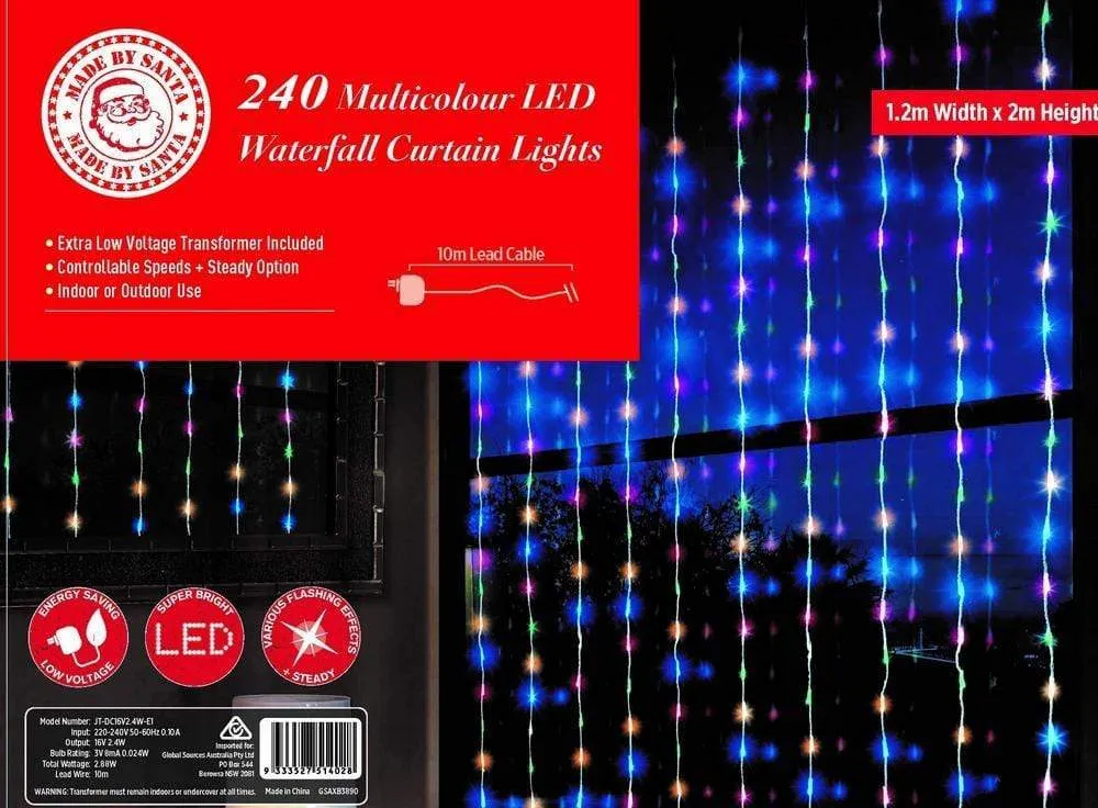 LED Multicolour Waterfall Curtain  (2x2m)