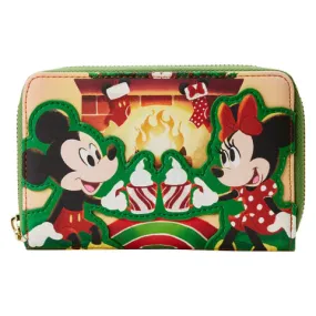 LF Disney Mickey Minnie Hot Cocoa Fireplace ZipAround Wallet