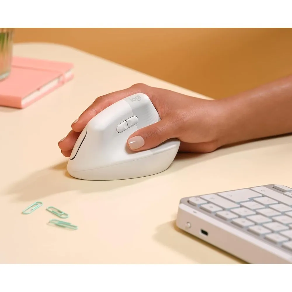 Logitech 910-006471 Lift for Mac Bluetooth Ergonomic Mouse with 4 Customizable Buttons - Off-White
