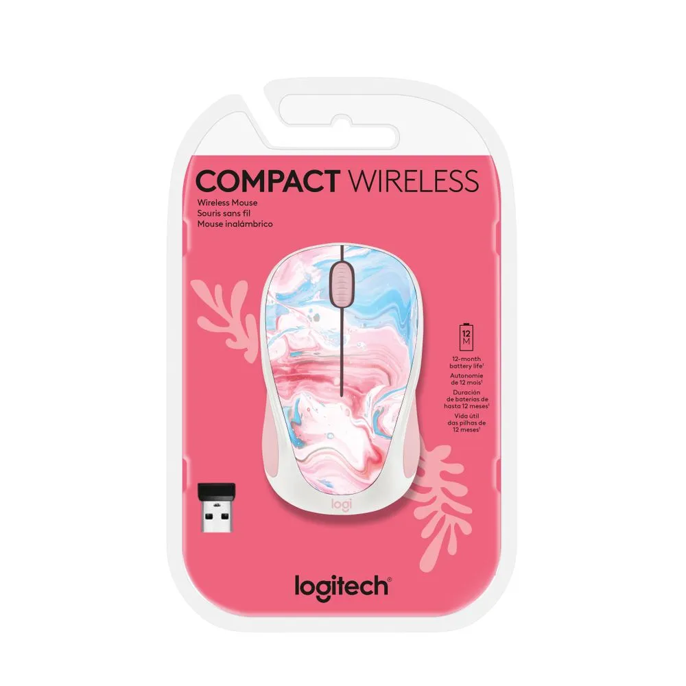 Logitech Compact Wireless Mouse, Easy Plug & Play, Cotton Candy - Portable & Lightweight