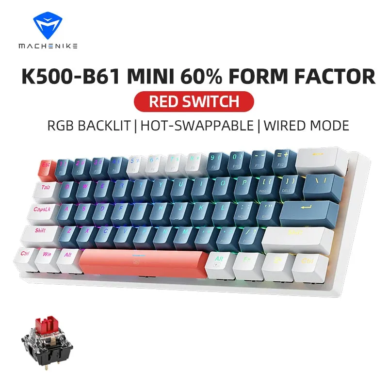 MACHENIKE K500 B61 Mini Wired Mechanical Keybaord-Hot Swap Gaming Keybaord