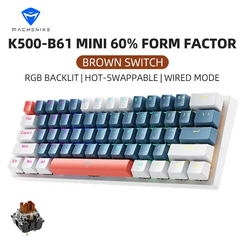 MACHENIKE K500 B61 Mini Wired Mechanical Keybaord-Hot Swap Gaming Keybaord