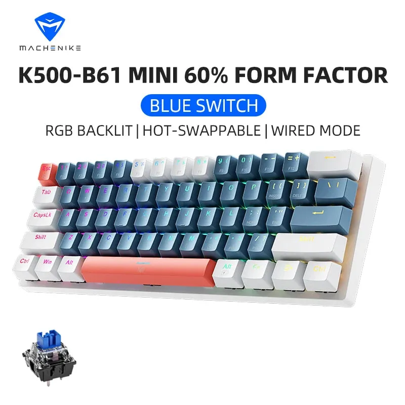 MACHENIKE K500 B61 Mini Wired Mechanical Keybaord-Hot Swap Gaming Keybaord