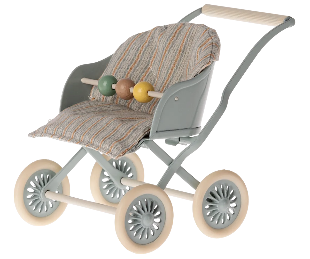 Maileg Baby Mice Stroller - Blue