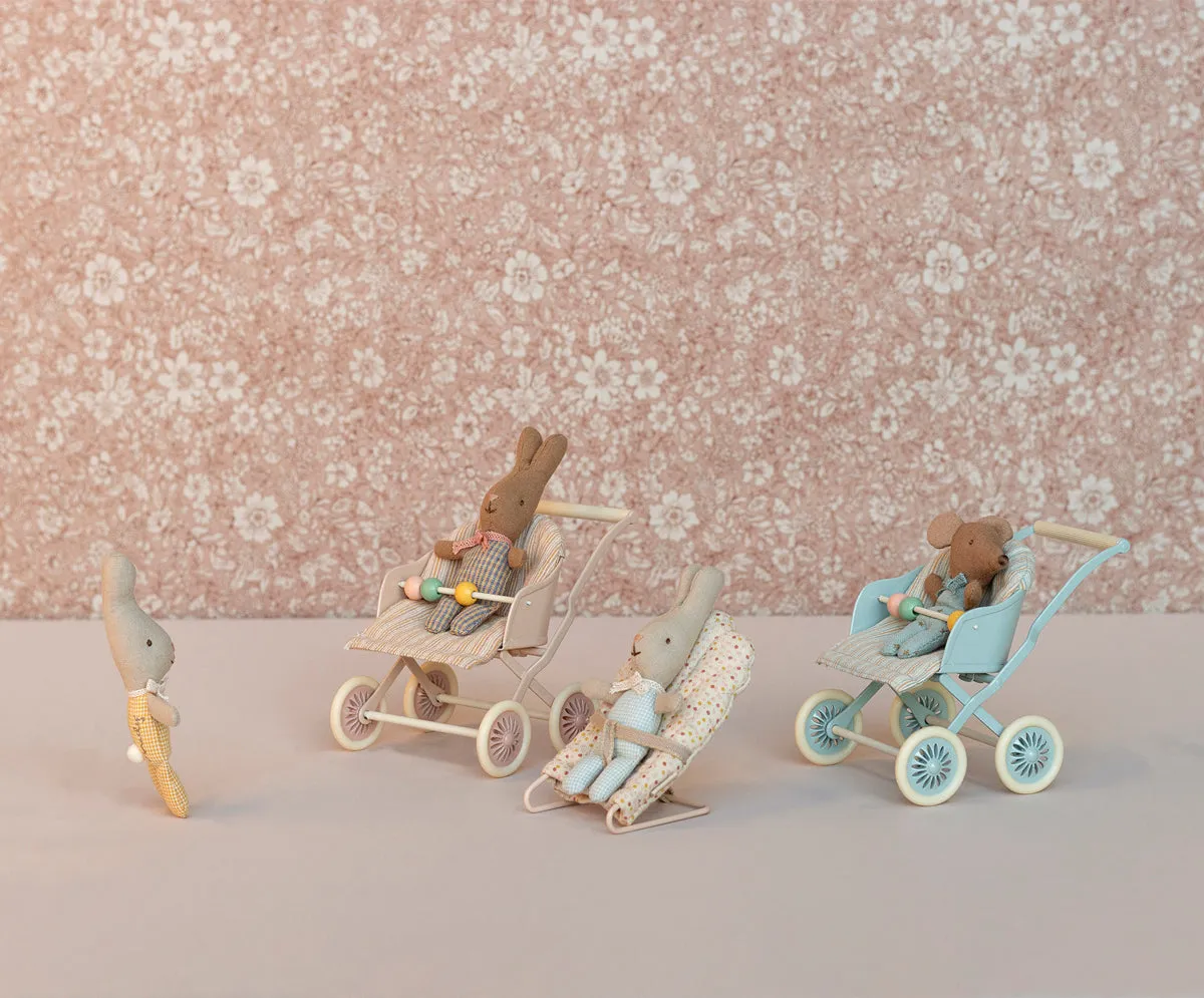 Maileg Baby Mice Stroller - Blue