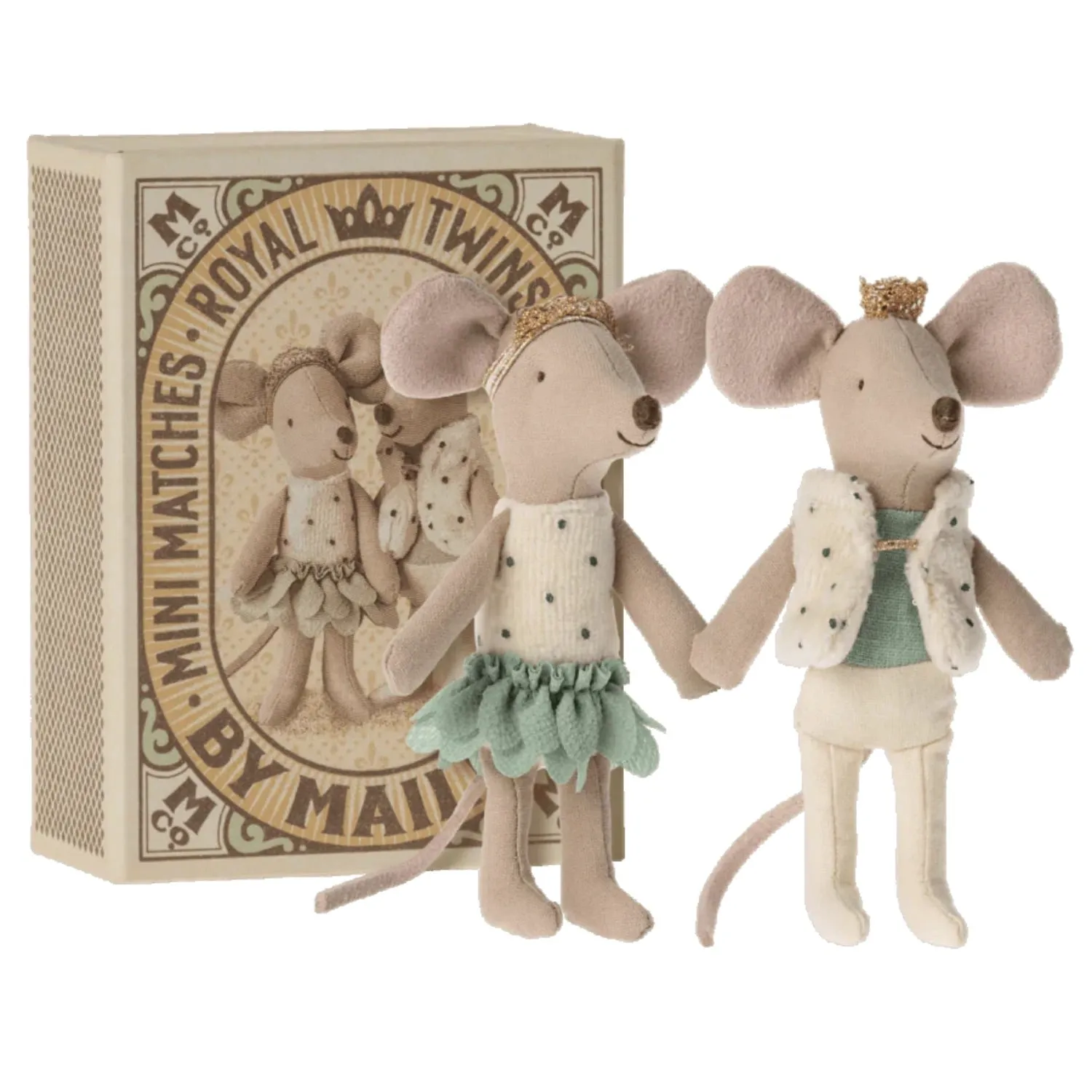 Maileg Little Brother & Little Sister Mouse Royal Twins in Box