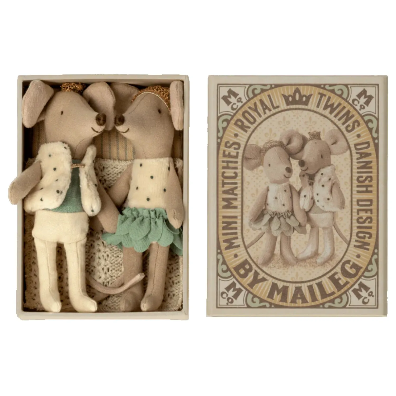 Maileg Little Brother & Little Sister Mouse Royal Twins in Box
