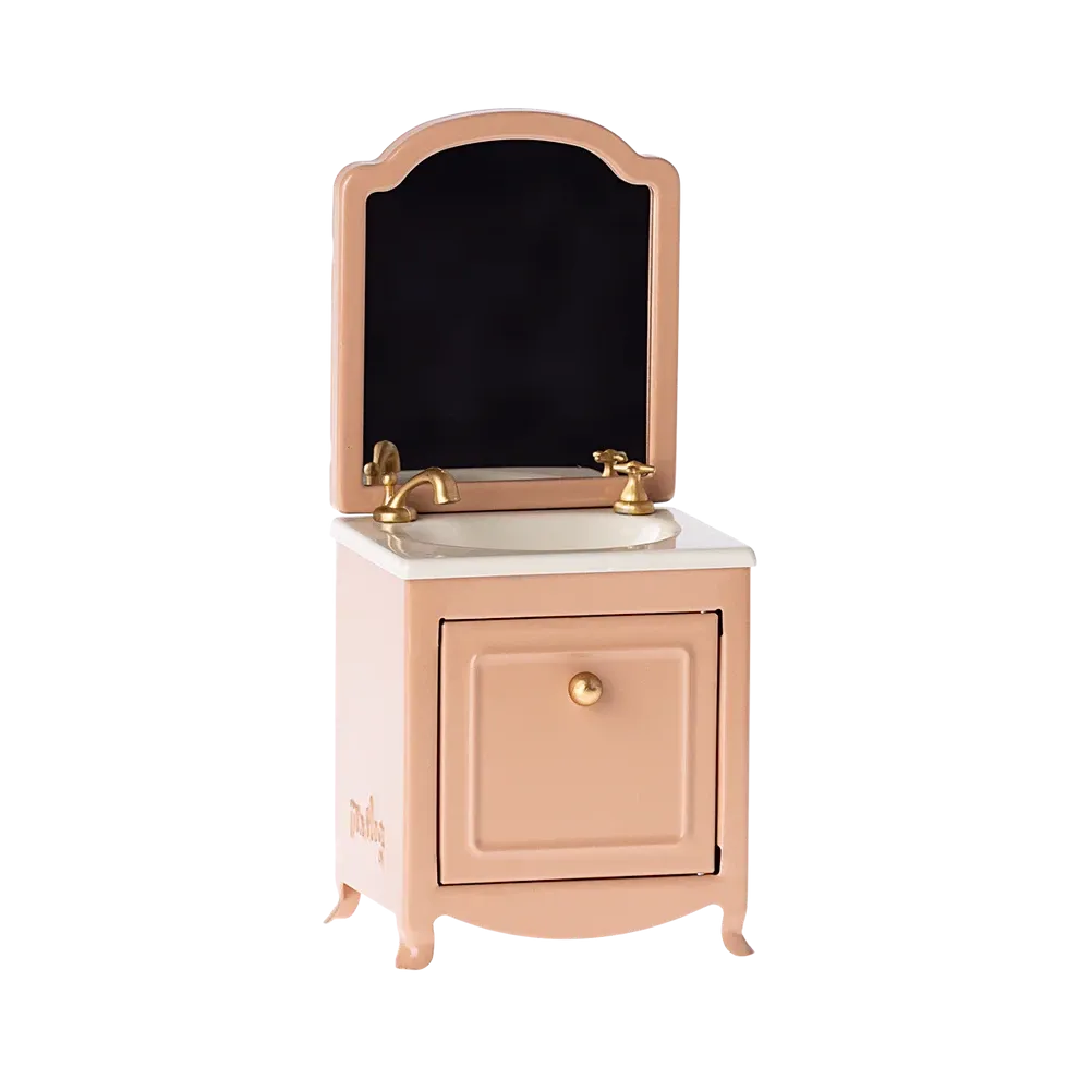 Maileg sink dresser with mirror - dark powder