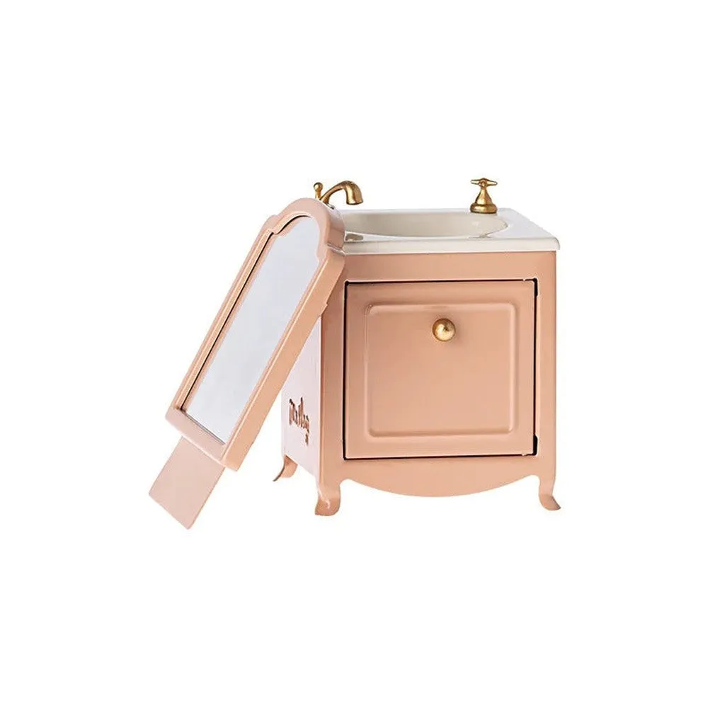 Maileg sink dresser with mirror - dark powder