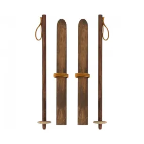 Maileg ski and ski poles, mum & dad mouse