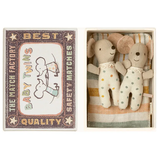 Maileg Twins- Baby Mice in Matchbox