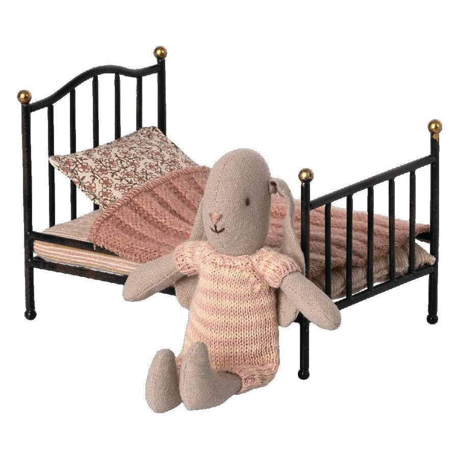 Maileg Vintage Bed, Mouse - Anthracite