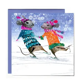 Mice Skating - Square Card
