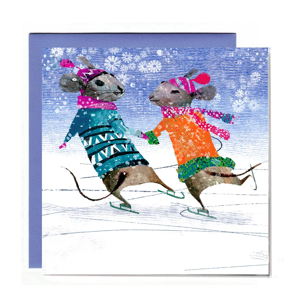 Mice Skating - Square Card