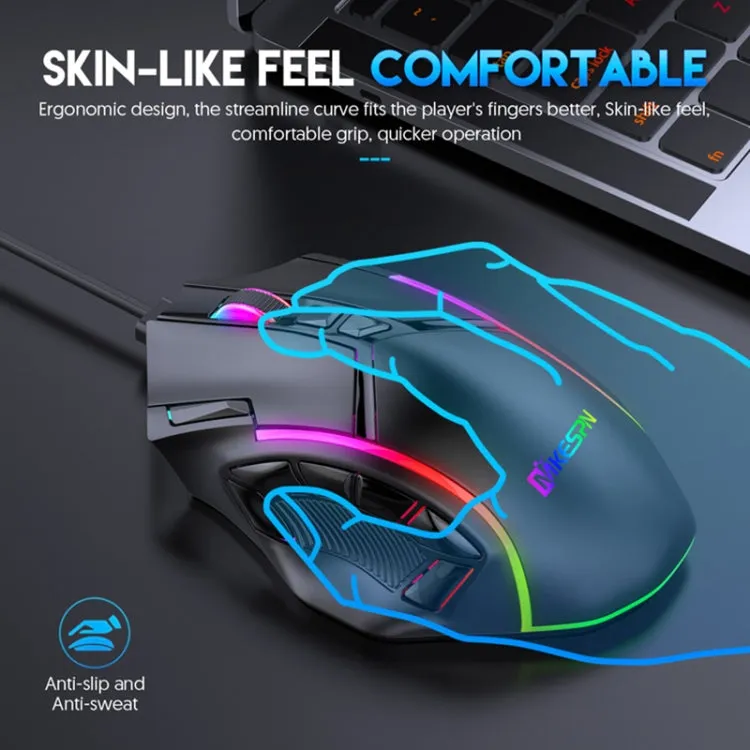 MKESPN X15 Full Speed 12800DPI 12 Buttons Macro Definition RGB Wired Mouse