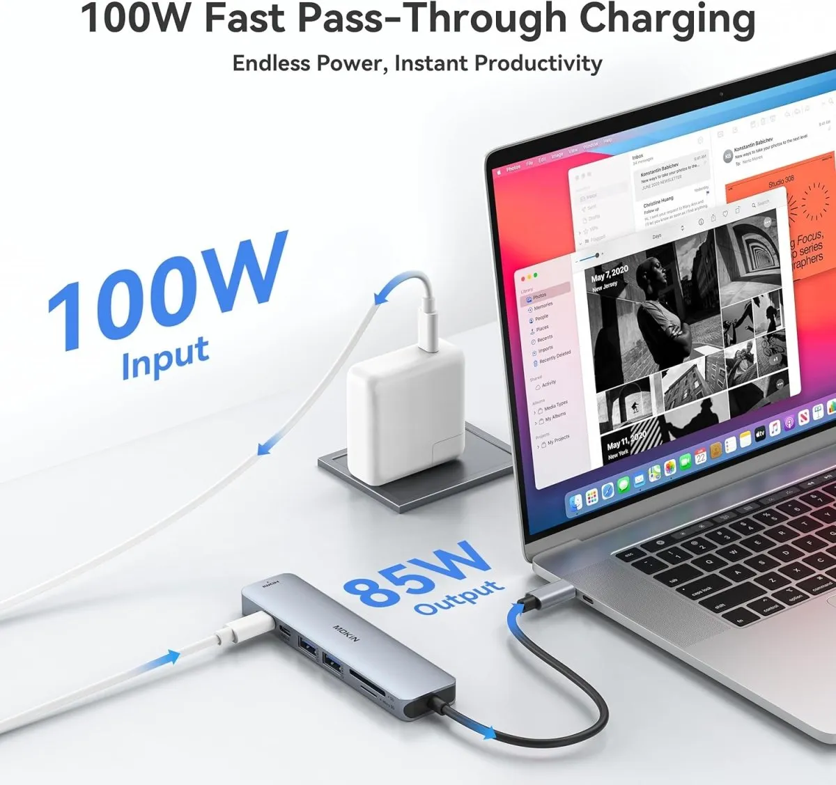 MOKiN USB C Hub HDMI Adapter for MacBook Pro/Air 7 in 1 USB C Dongle Card Reader