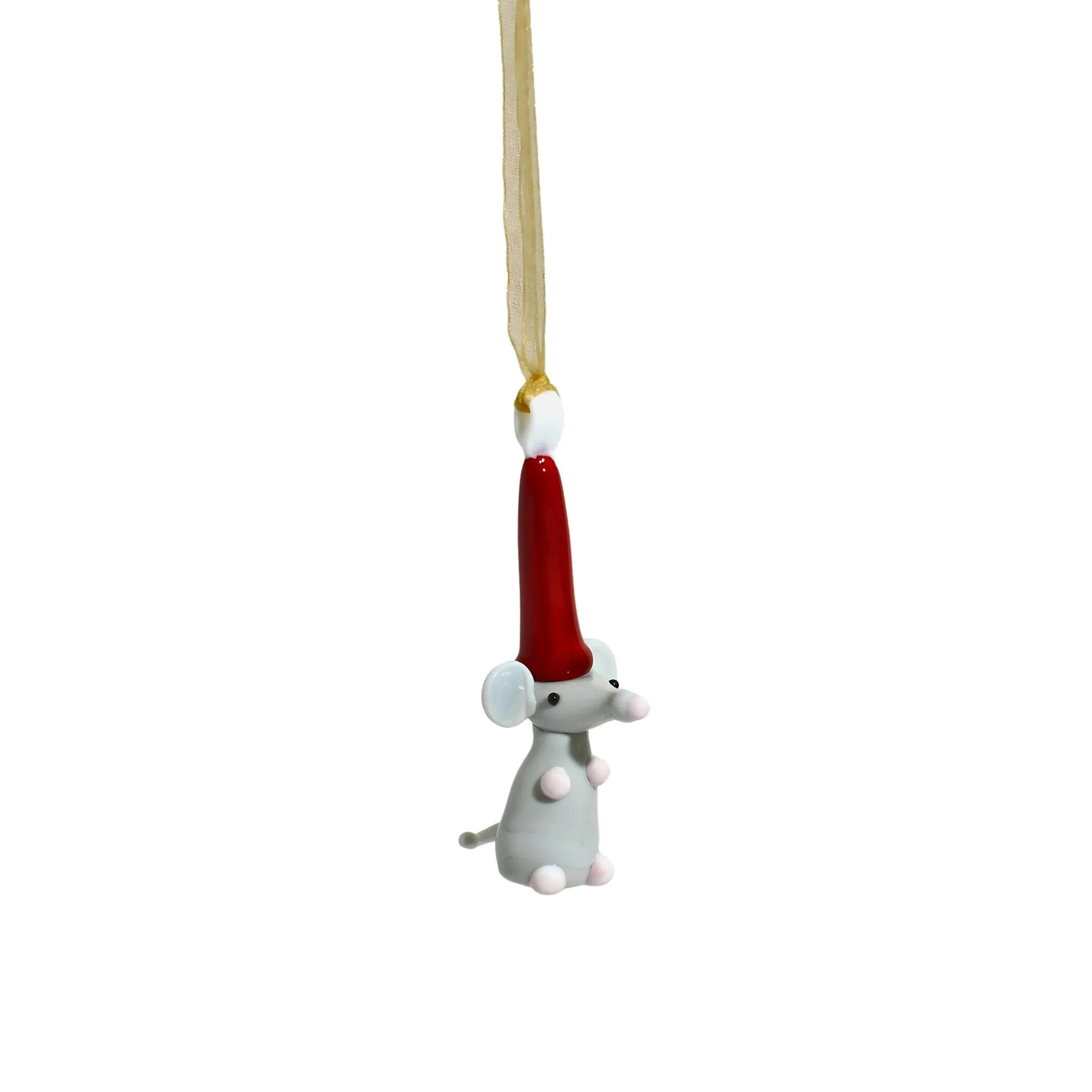 Murano Glass Christmas Mice Figurine/Ornament Set of 2
