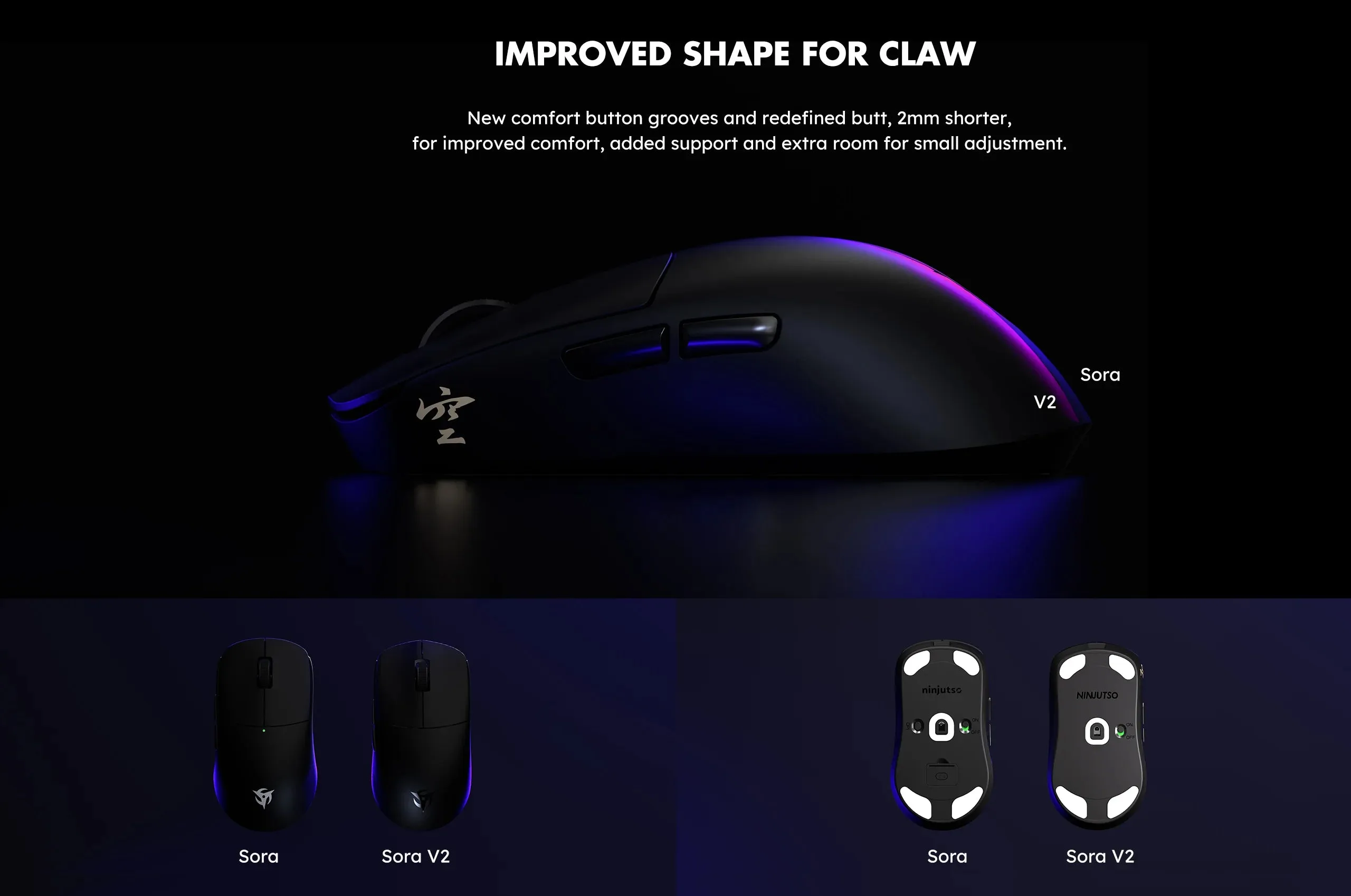 Ninjutso Sora V2 Wireless Gaming Mouse - Black