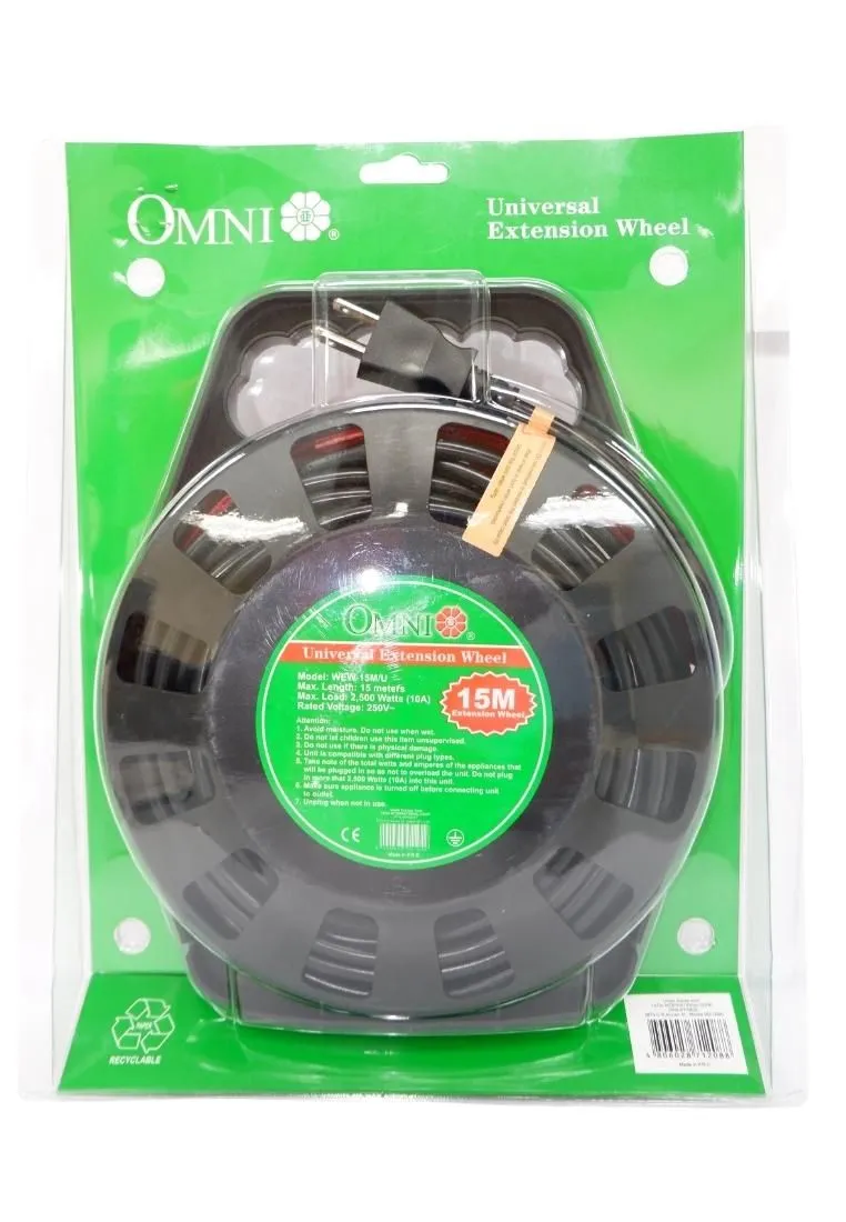 Omni Extension Wheel Cord 2500W 10A 250V - 15M