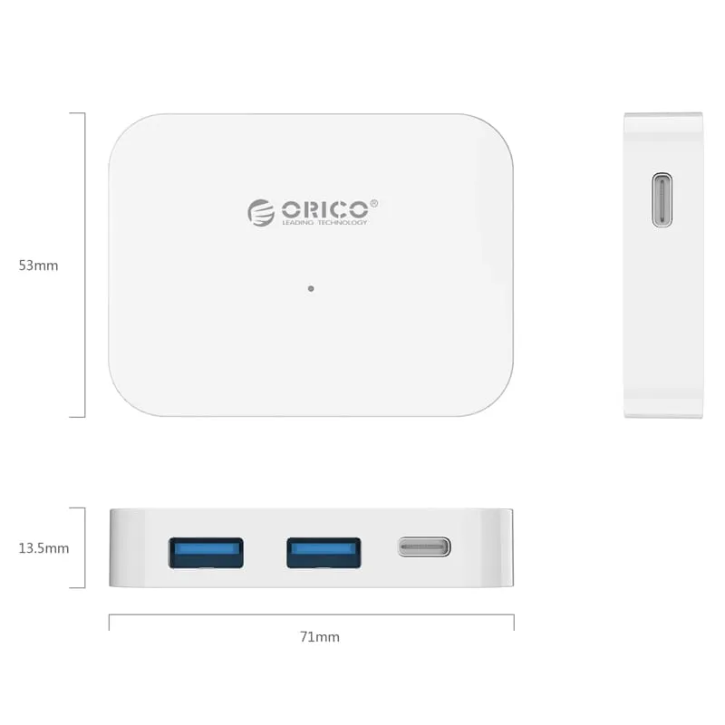 Orico 4 Port USB-C to 2xUSB3.0|2xUSB-C Hub - White - TC2U-U3-WH-PRO