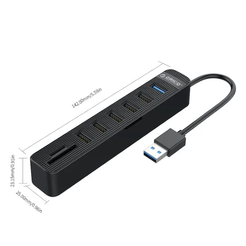 Orico Usb3.0 To 1x Usb 3.0 | 5x Usb2.0   Sd|Tf Hub Bk Twu32 6 Ast Bk Ep