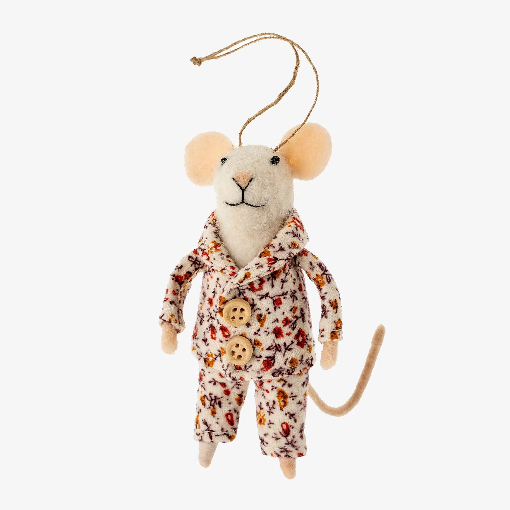 Pajama Paul Felted Mouse Ornament